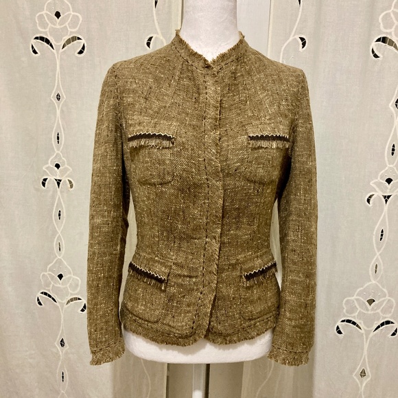 Elie Tahari Tweed Jacket, Silk, Cotton, & Wool, Pockets, Snap Closure, XS - Picture 4 of 12